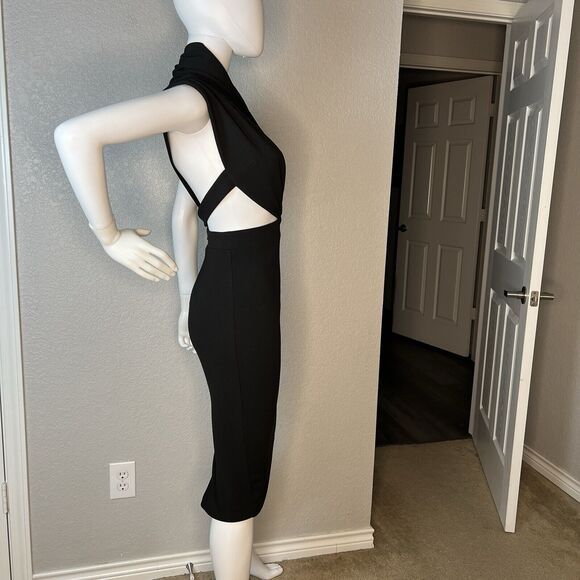 Misha Collection Size XS Helena Midi Halter Dress Black - Picture 7 of 10